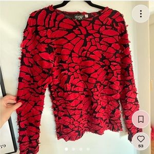 Shrine trad goth rose petal long sleeve shirt.